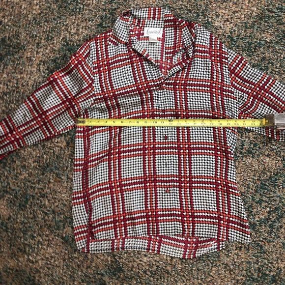 Diane Von Furstenberg Silk Vintage Red Black and White Windowpane Blouse Size Sm - Picture 7 of 8